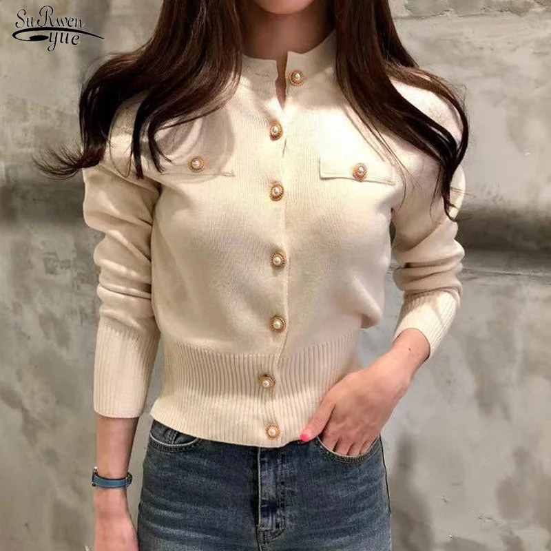 

Fashion Knitted Cardigan Sweater Women Spring Long Sleeve Short Coat Casual Korean Single Breasted Slim Top Pull Femme 17375