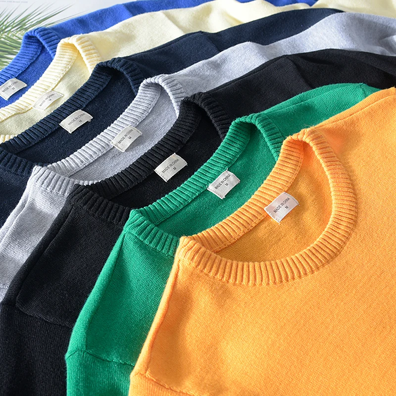 Новое поступление зимний и осенний свитер мужской хлопковый однотонный синий с