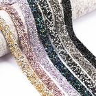 Блестящая Резиновая лента для отделки, 1 ярд, 10 мм, орнамент из кристаллов, стразы горячей фиксации, аппликатор для стразы, аппликации на платья, одежду