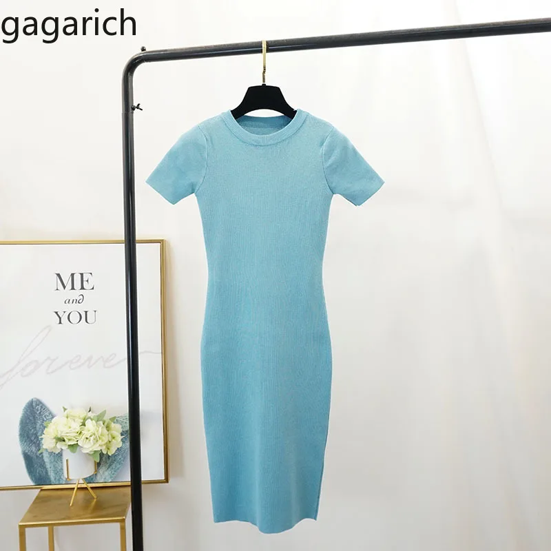 Женское трикотажное платье с круглым вырезом Gagarich однотонное облегающее средней