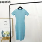 Женское трикотажное платье с круглым вырезом Gagarich, однотонное облегающее платье средней длины с короткими рукавами, весна-лето 2020