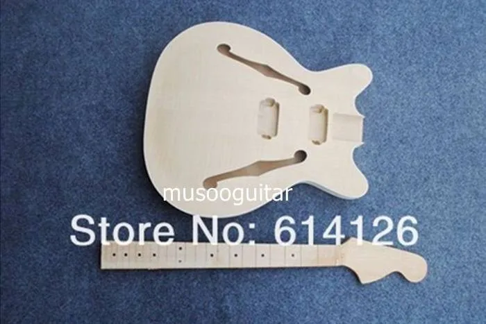 Стиль 1960-х полупустотелый неотделанный комплект для электрогитары со всеми