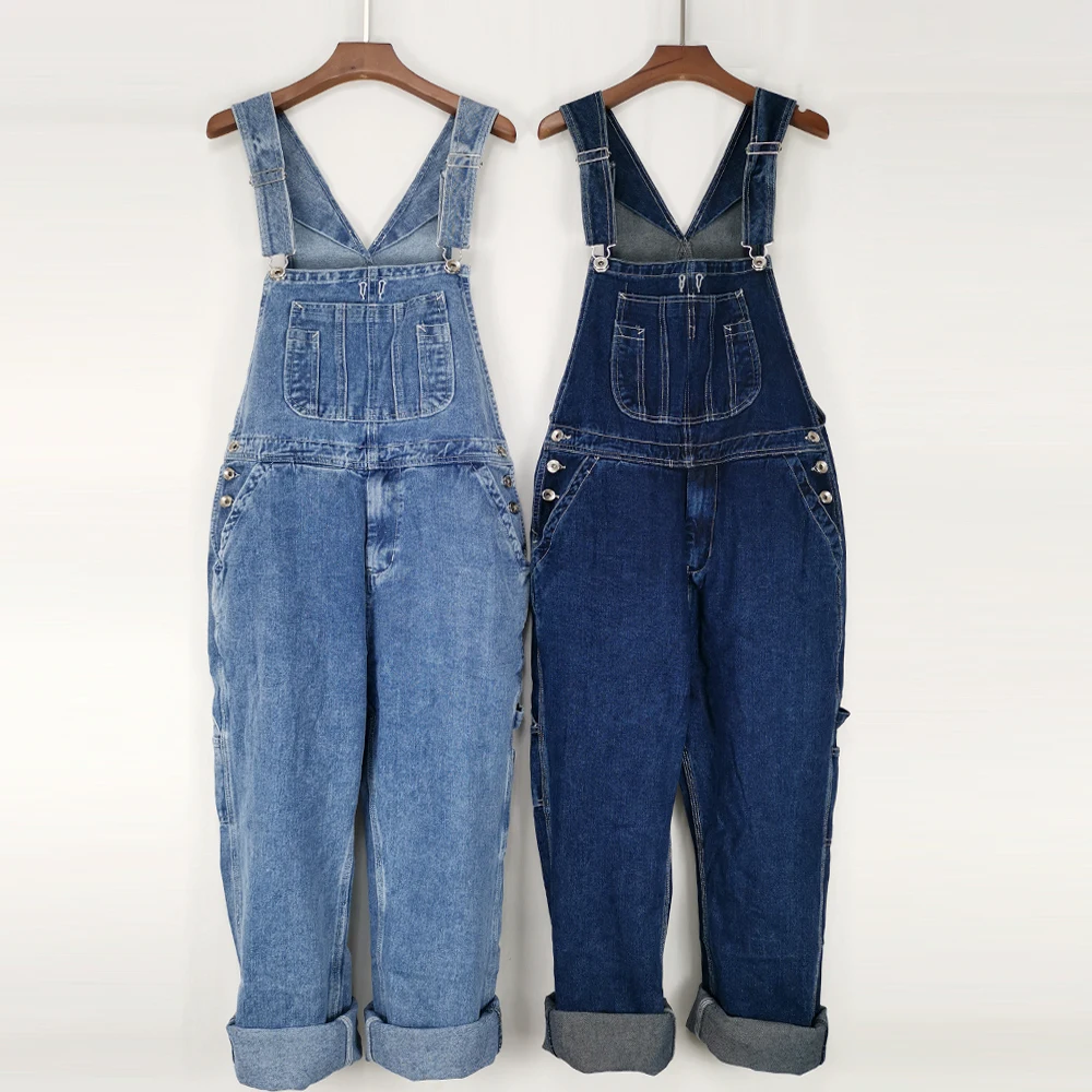 

Casual Loose Denim Overalls Men Suspenders Bib Pants Baggy Cargo Jeans Fashion Hip Hop cowboy Wide Leg Jumpsuits