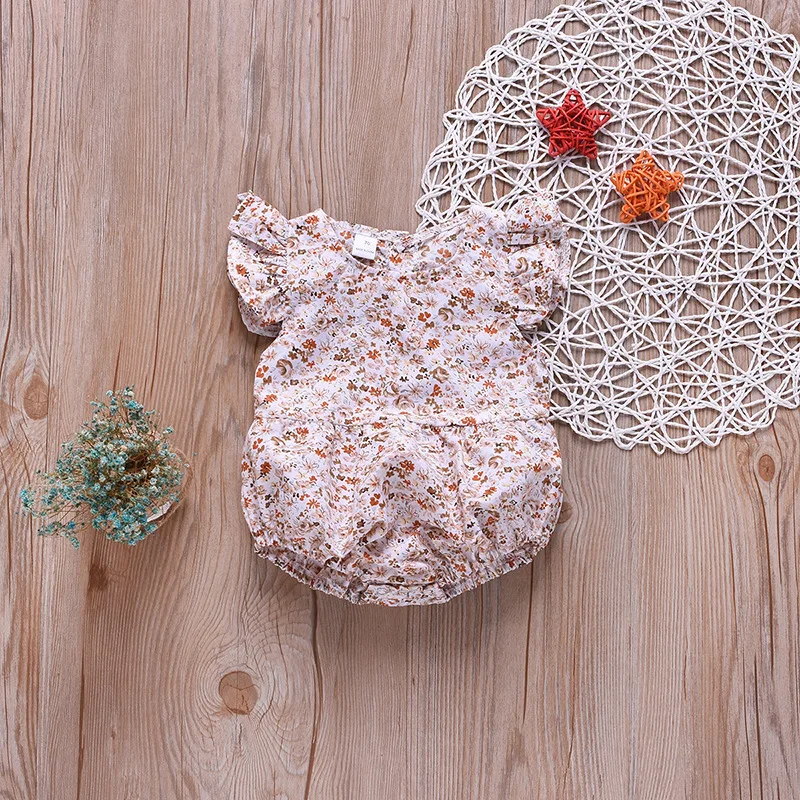 Летнее платье с цветочным принтом для новорожденных девочек милый комбинезон