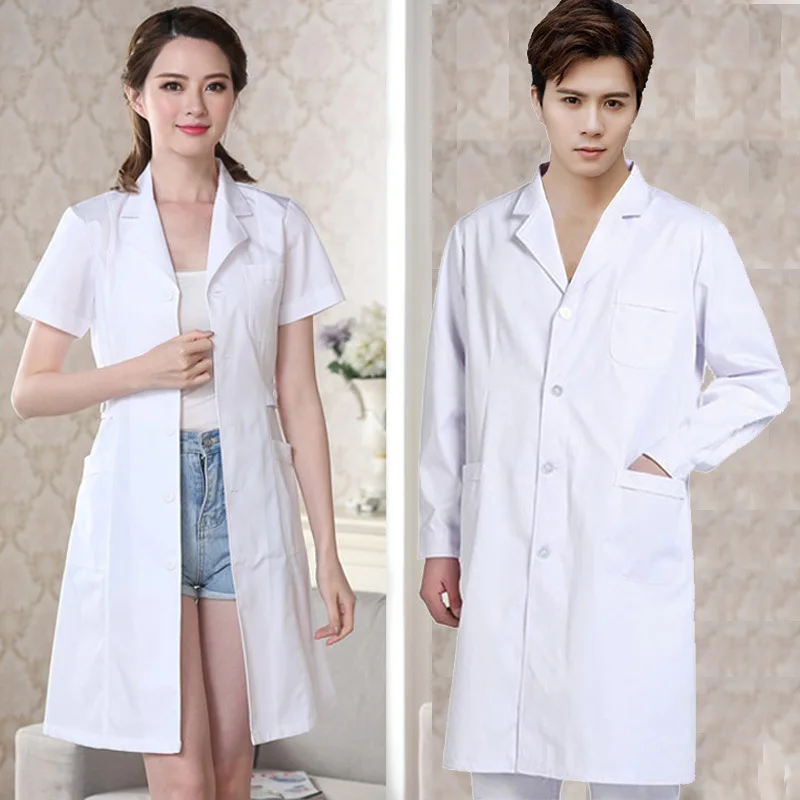 Nurse Uniform Lab Uniform For Women Uniforms Work Wear Pharmacy White Coat Costume Female Spa Beauty Salon Long Jacket Gown XXL