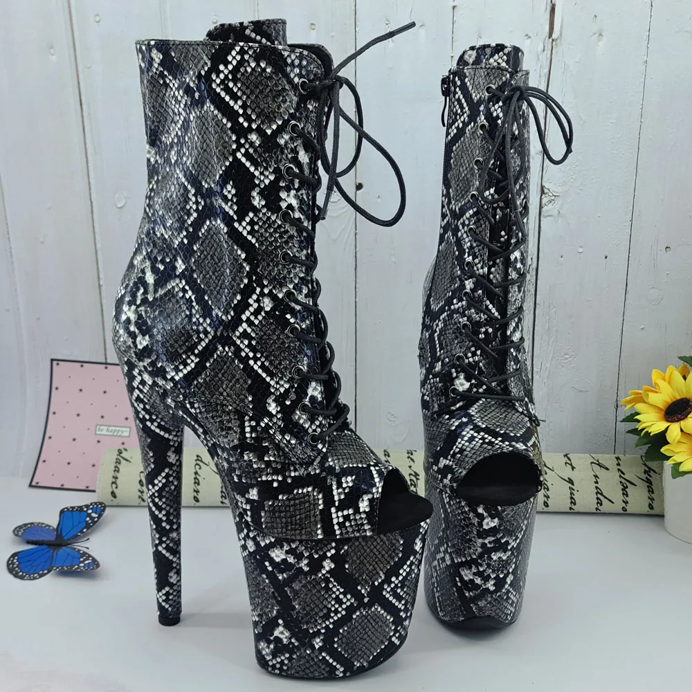 Женские босоножки на платформе Leecabe черные вечерние туфли высоком каблуке 20 см/8