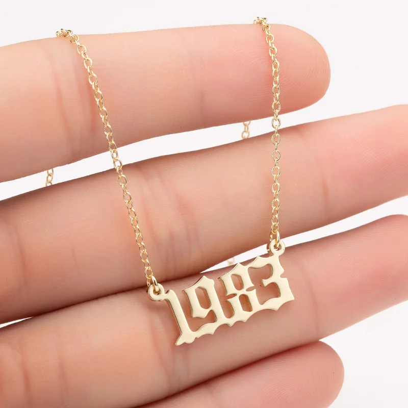 

Stainless Steel 1985-2020 Birth Year Necklaces for Women Men Choker Date Number Pendant Necklace Jewelry Commemorat Gift