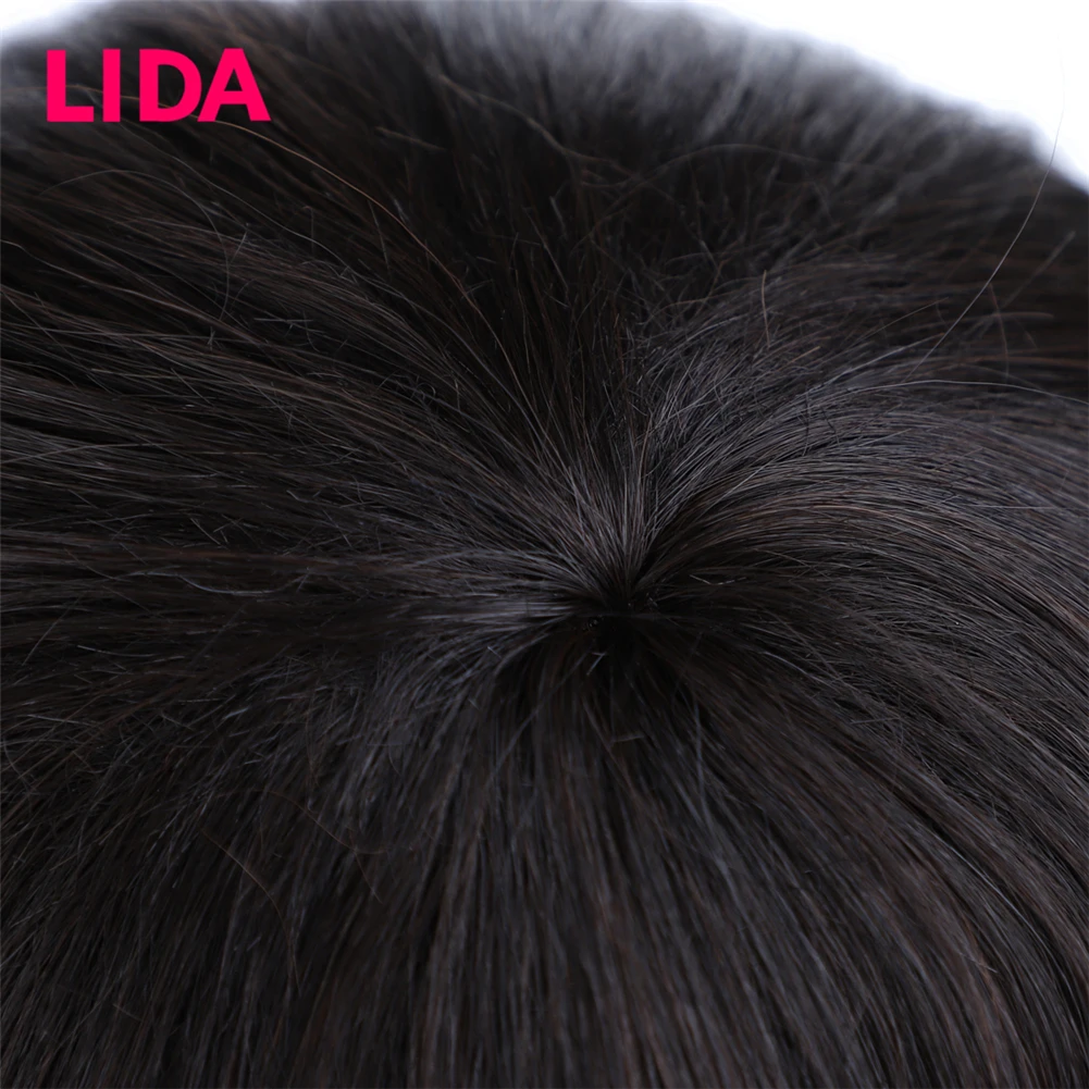 LIDA Non-Remy индийские прямые короткие человеческие волосы парики для женщин 150% плотность полный машинный 6 дюймов короткий парик
