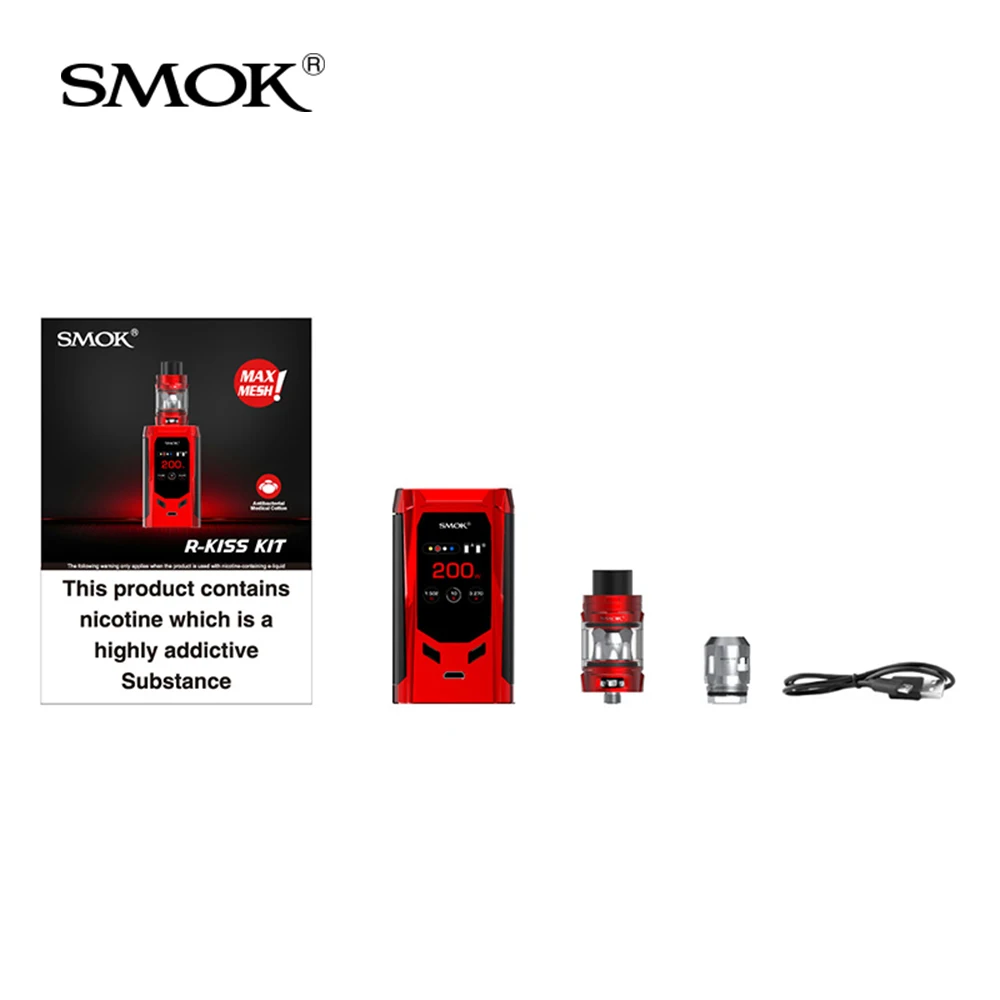 

Original Smok R-Kiss Kit EU Edition 200W TFV-Mini V2 Tank 2ml V2 A1/A2 Coil For E cigarette Vaporizer r kiss box vape kit