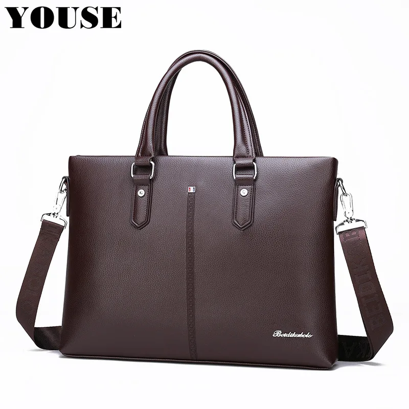 Мужская сумка кожаная для ноутбука Обложка паспорта портфель на плечо мужчин