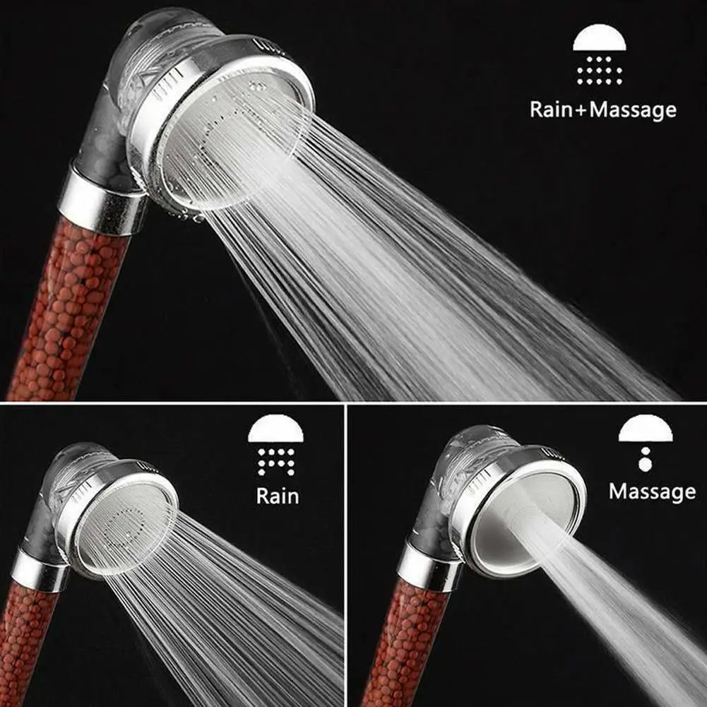 

3-Modes Anion Bath Shower Pressurized Water-saving Nozzle Installation Adjustable Hand-held Bathroom Easy Jetting Bathroom L2V6
