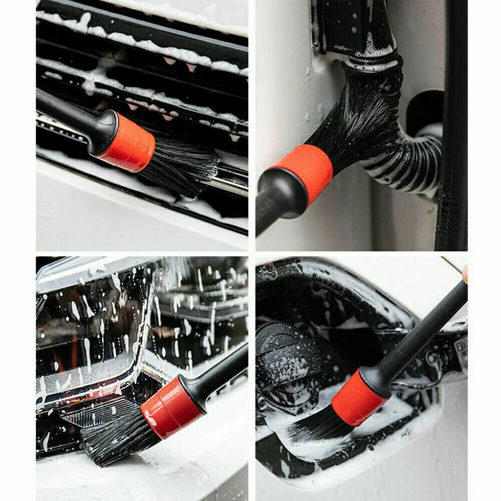 

6Pcs Brushes Air Vents Black & Red Brush Detail Detailing Emblems Engine
