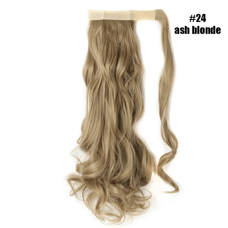 ash blonde S-noilite 1" поддельные волосы конский хвост длинные волнистые обертывания вокруг шиньонов Клип в конский хвост синтетический клип в наращивание волос для женщин - Цвет: ash blonde