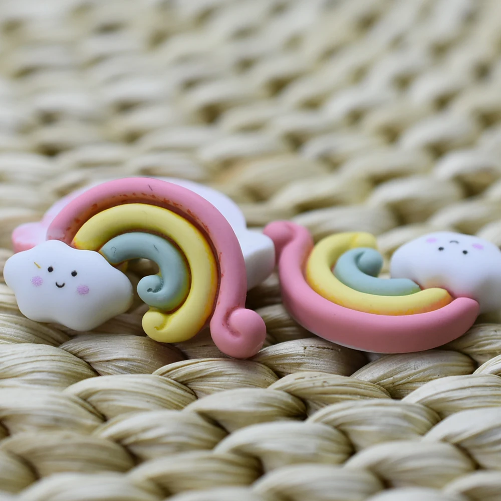 

1 шт./лот смолы с плоской задней частью моделирования радуги 28 мм Украшение DIY Украшение для телефона