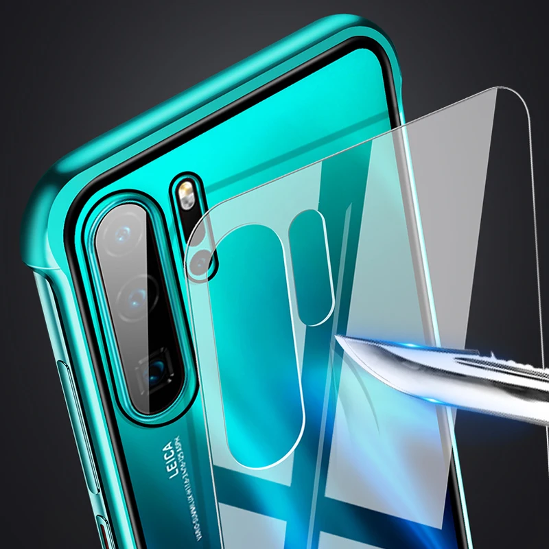 Модный чехол для Huawei P30/ Pro твердость 9h прозрачное закаленное стекло и Алюминиевый