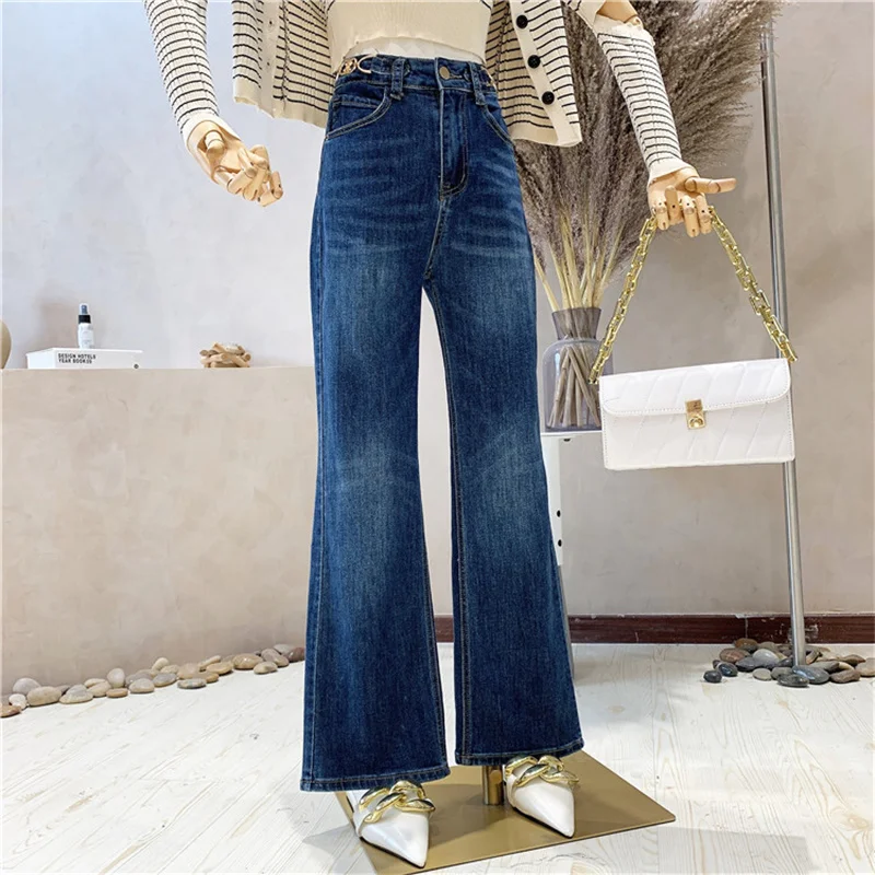 

NEW Niche Design Women's Pants Autumn 2021 Korean Women's High-waist Micro-flare Pants