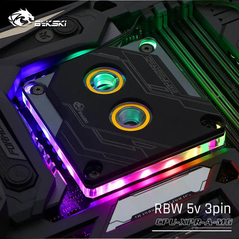 Bykski cpu-XPR-A-MG, для Intel Lga115x/2011 cpu водяные блоки, RBW система освещения, микроводный блок водяного охлаждения - Цвет лезвия: RBW(5v 3pin)