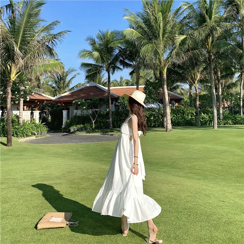 2020 платье средней длины с открытой спиной женское летнее богемное праздничное