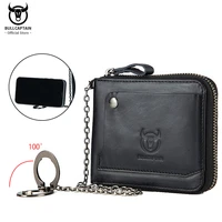bullcaptain fashion business man wallet gift for men purse small mini card holder chain portfolio portomonee male walet pocket