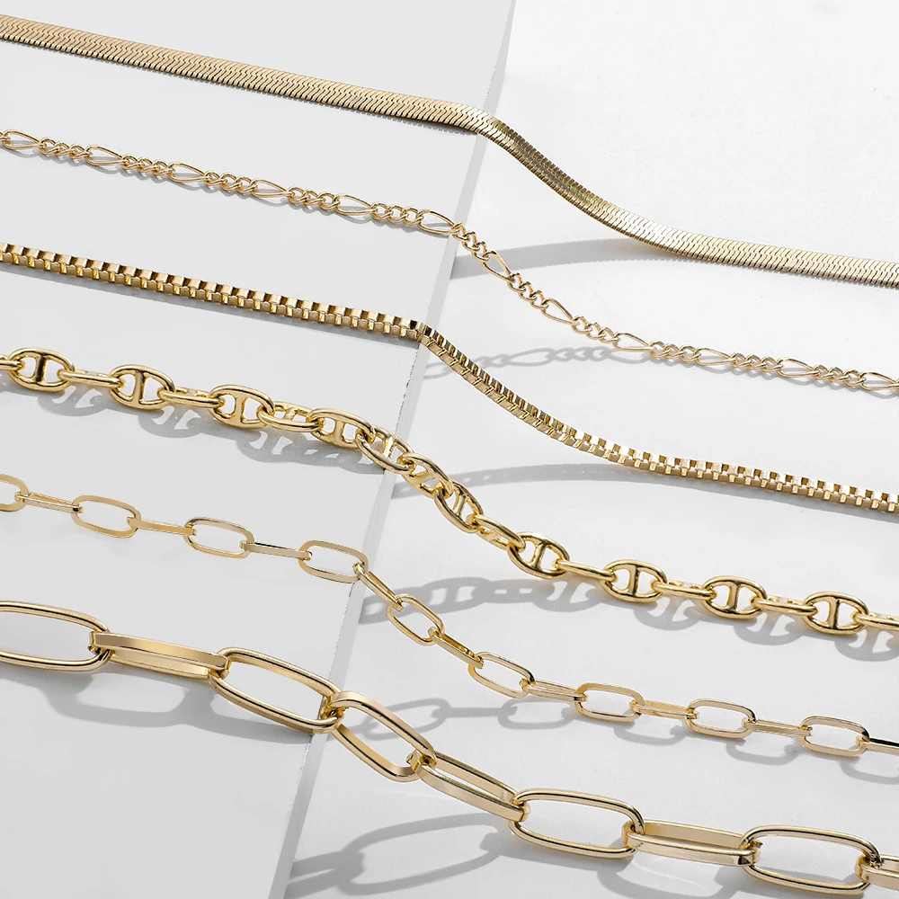 

New Fashion Multi-style Snake Chain Necklace for Women Classic Gold Metal Thick Link Chain Choker Necklace Party Jewelry Gift