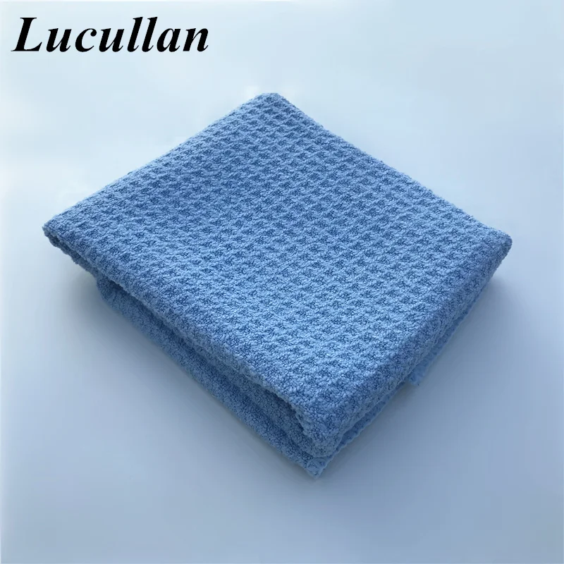 Lucullan Magic Мощность супер поглощающей Вафельная Ткань 30X40 см 380GSM микрофибровое полотенце для Стекло Краски и интерьера - Цвет: 1 PC Light Blue