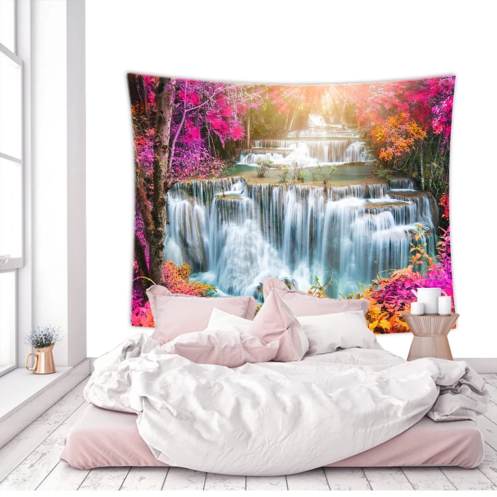 Гобелен с изображением водопада леса Настенный Коврик для песчаного пляжа и