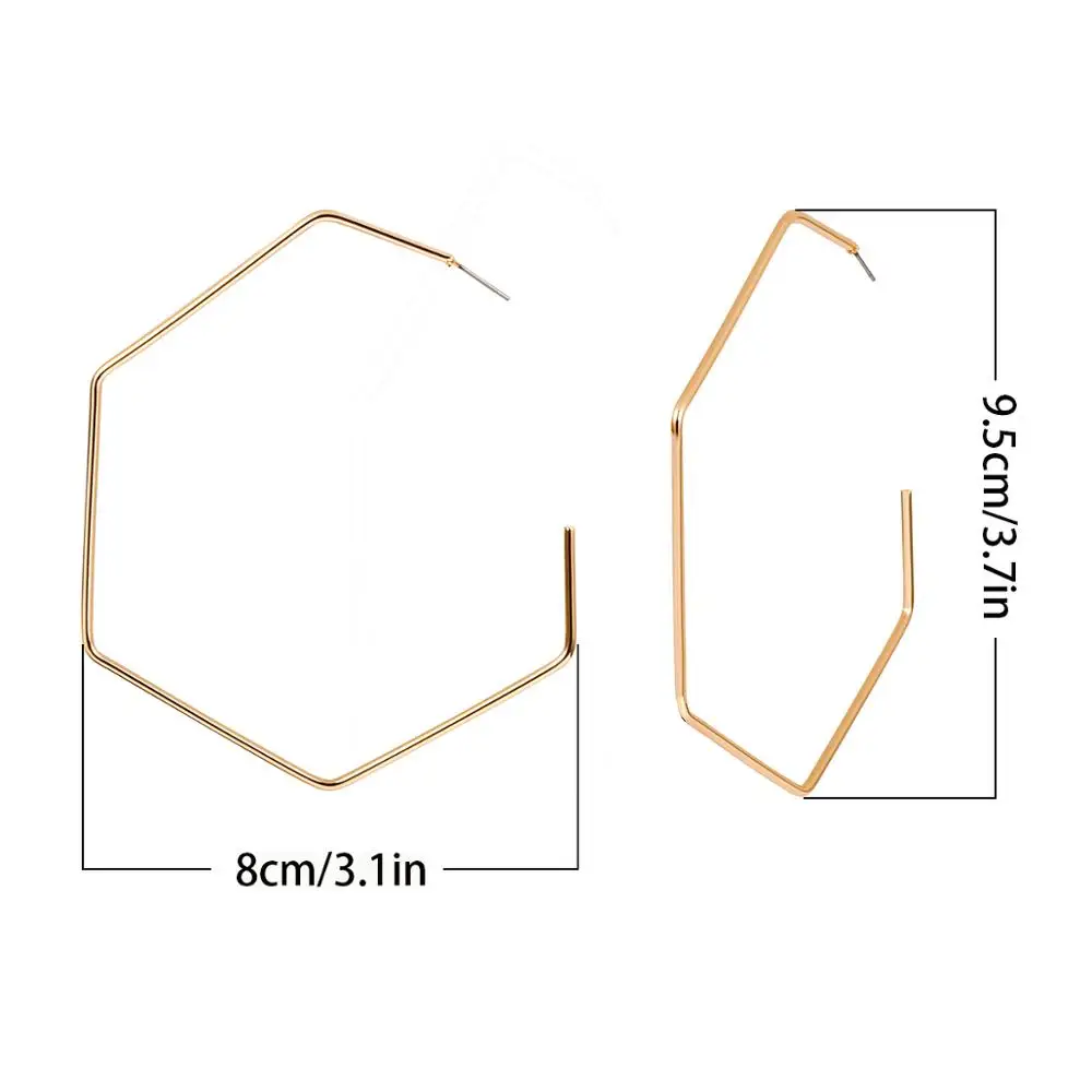 

SHIXIN Big Geometric Earrings for Women Punk Large Open Hoop Earring Designer Gold/Silver Color Fashion Earing 2021 Jewelry Gift