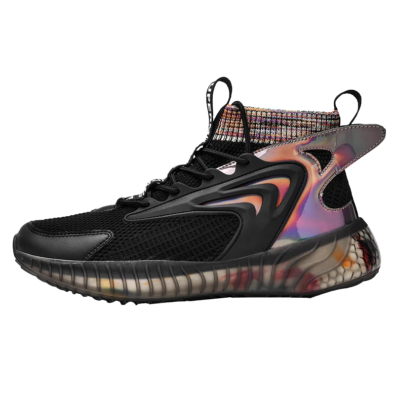 Мужские высокие кроссовки для бега модные мужские с блестками толстая подошва