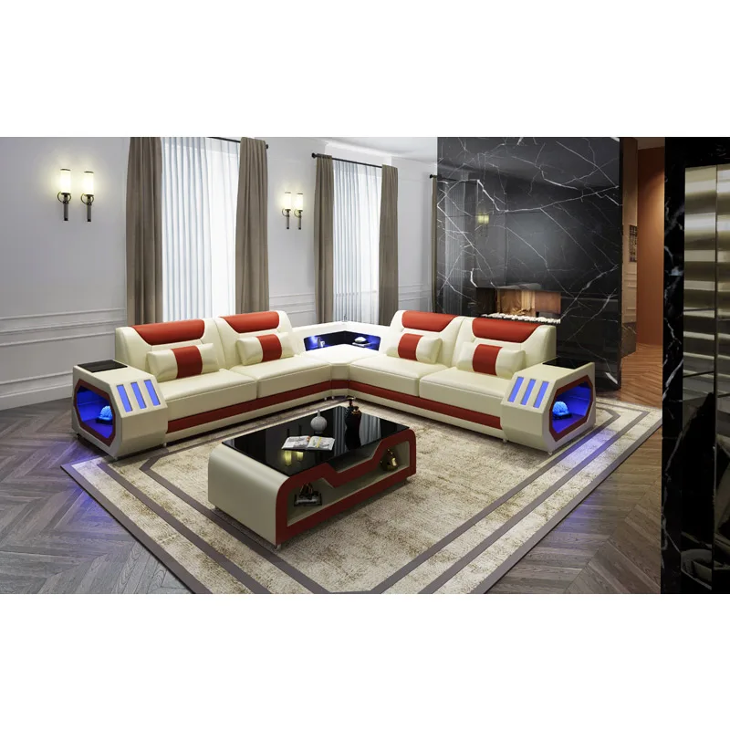 Черный светодиодный светильник высококачественный кожаный диван cbmmart для