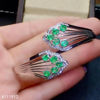 kjjeaxcmy fine jewelry natural emerald 925 sterling silver new women hand bracelet wristband support test beautiful