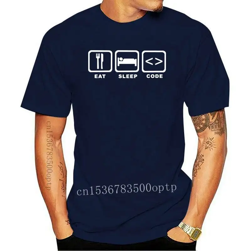 

New 2021 Summer Style Eat Sleep Code Programming JAVA HTML Comedy T-shirt Funny Programmers T Shirt Men Short Sleeve Top Tees