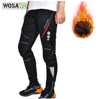 wosawe winter mens cycling bicycle pants thermal fleece windproof trousers sportswear bike reflective tights cycling long pants