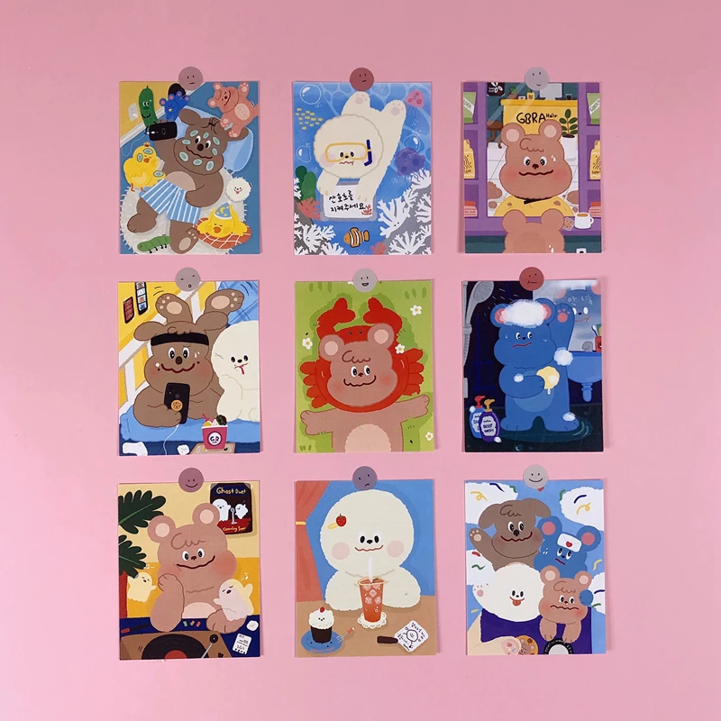 

Cute Cartoon Rainbow Bear Postcard Style Decorative Sticker Wall Waterproof Photo Decorative Stationery Sticker Greeting Card