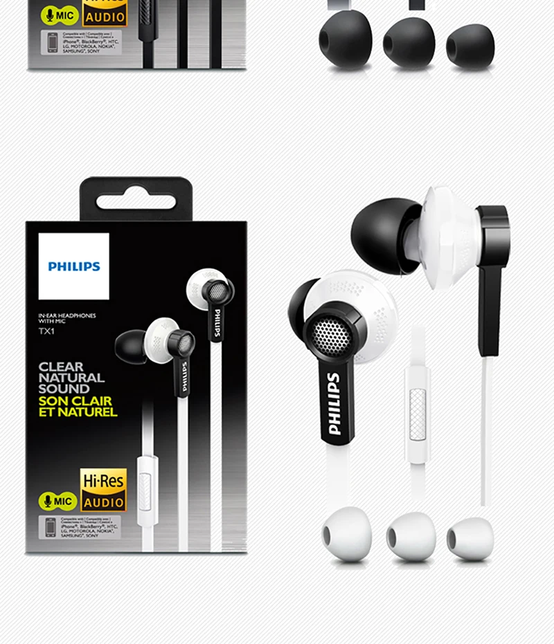 Оригинальные Наушники Philips Tx1 с высоким разрешением HIFI fever наушники ухо наушники с шумоподавлением для S9 S9 Plus Note 8