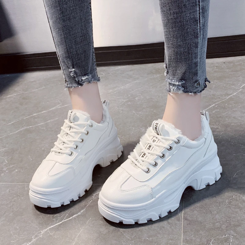 2019 г. обувь зимние теплые женские ботинки на платформе плюшевые повседневные