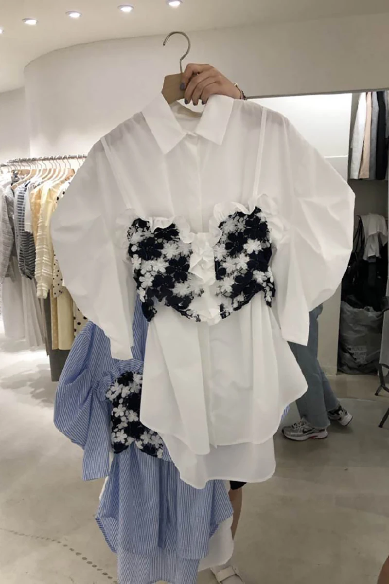 

VANOVICH 2021 Spring and Summer New Shirts Women Wild Cotton Fashion Casual Ladies Shirts Lapel Short Sleeve Women Clothing
