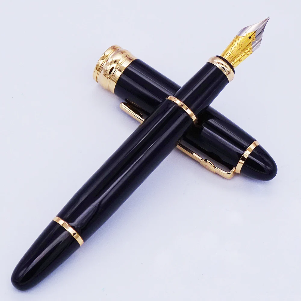 Duke 146 MY Metal Black Fountain Pen Iridium Medium Nib 0.7mm Golden Clip Writing Office Business School Ink Stationary Gift Pen