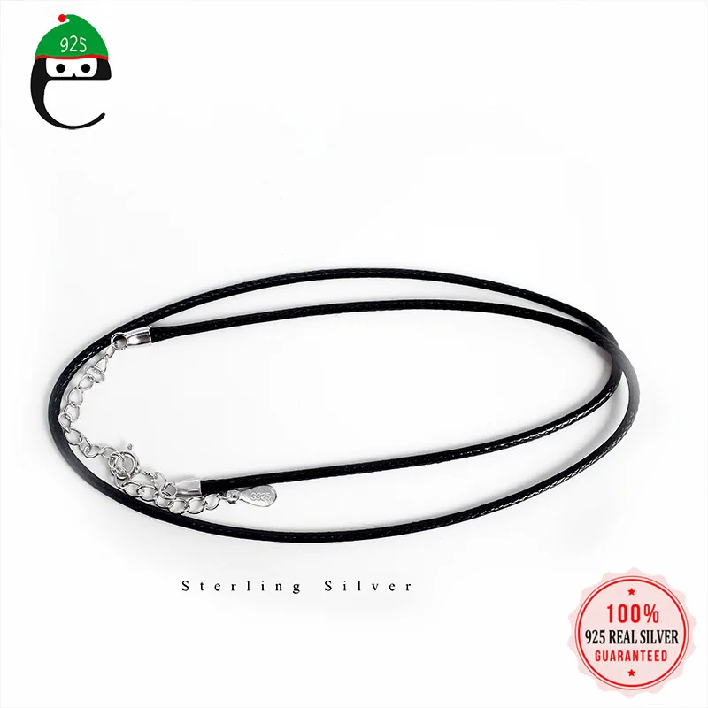 Колье женское из серебра 925 пробы с кожаным шнуром | Украшения и аксессуары