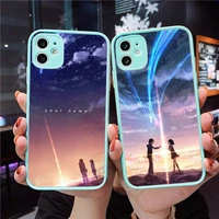 japanese anime your name phone case clear funda matte transparent for blue iphone 7 8 x xs xr 11 12 pro plus max mini