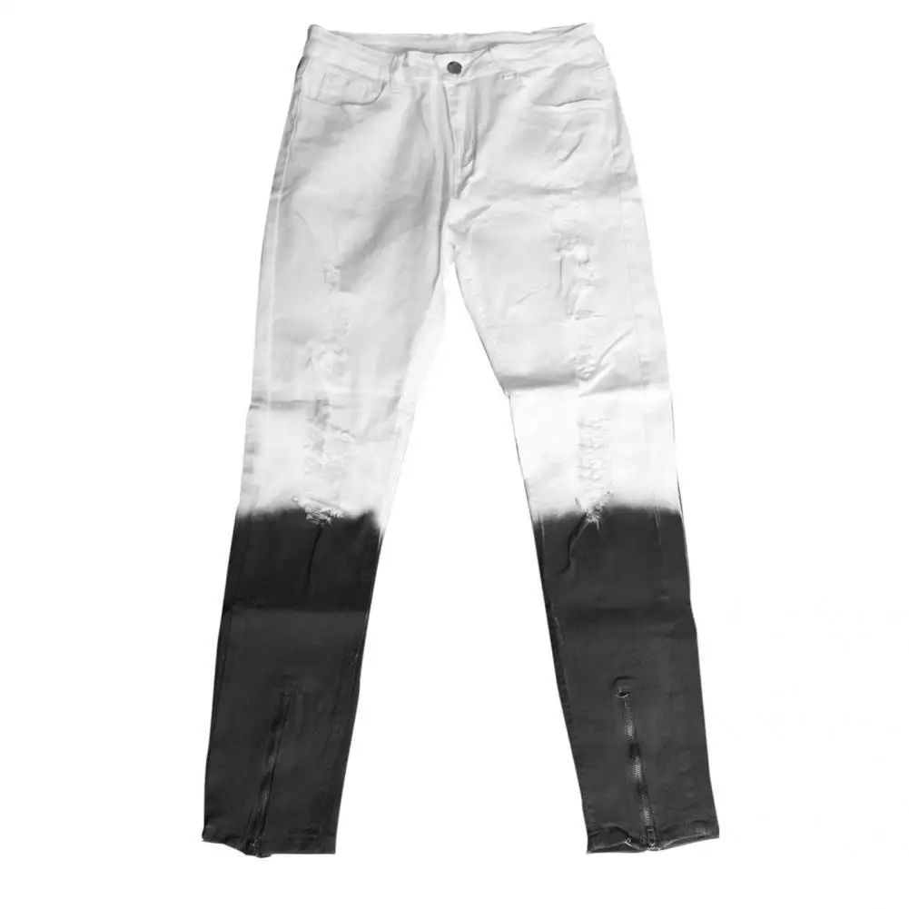 

Cool Pencil Jeans Stretchy Pants Ripped Hole Gradient Color Men Jeans Men Jeans Skinny Jeans