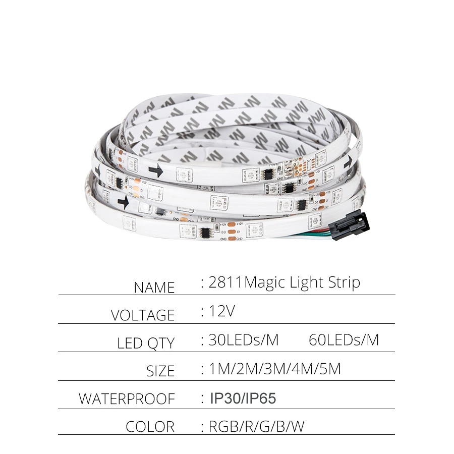 Светодиодная лента 2811 5050 RGB 12 В WS2811 IC 30 светодиодов/м пикселей программируемый