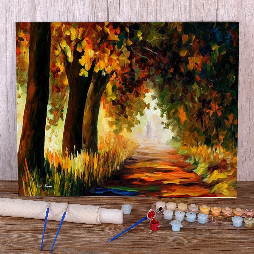 

Under The Arch Autumn Paint By Numbers Kit Oil Paints 50*70 Canvas Painting New Design Crafts For Adults Handiwork Handicraft