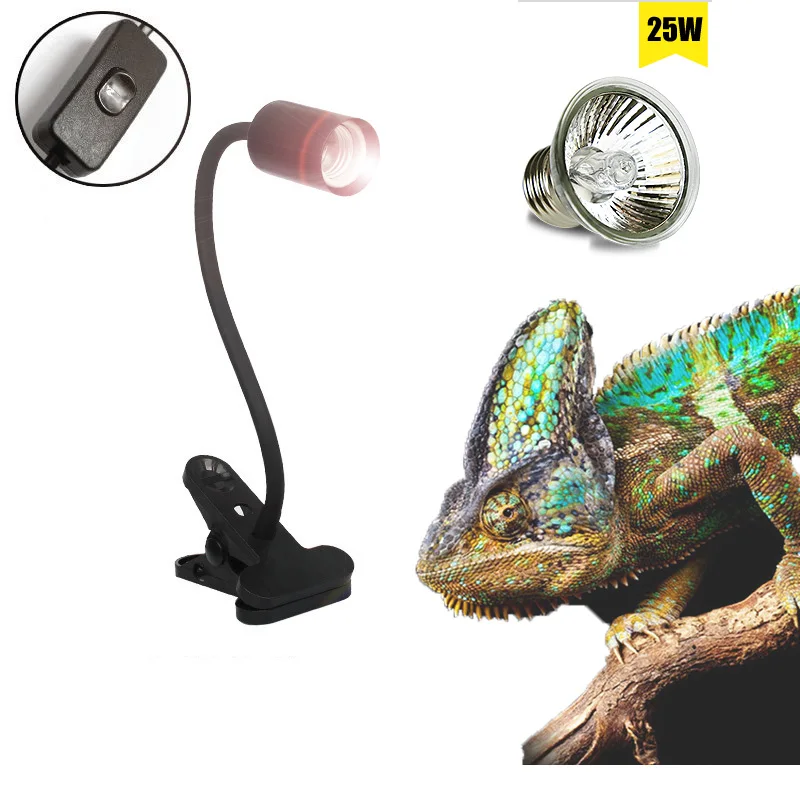 25w lamp 25 Вт 50 Вт 75 Вт лампа для рептилий UVA+ UVB 3,0 лампа с зажимом, держатель для лампы, нагревательная лампа, черепаха, черепахи, греется лампа, светильник, комплект - Цвет: 25w lamp