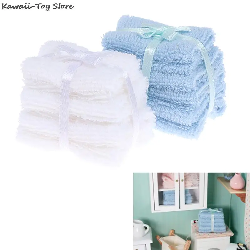 

1:12 Dollhouse Miniature Towel Bath Towel Face Towel Set Model Bathroom Furniture Decor Accessories Toys