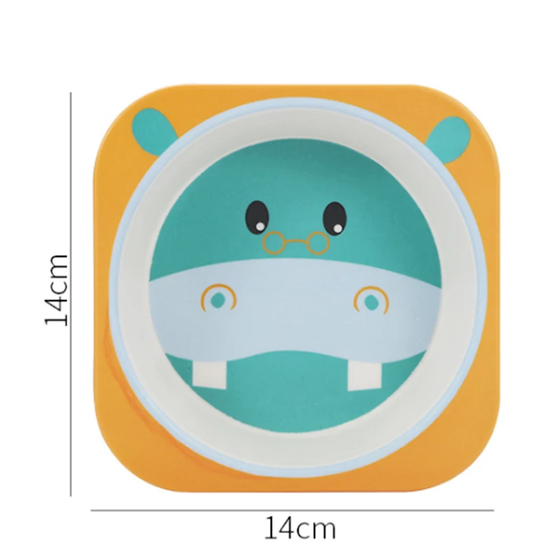 

1pcs Wheat Straw Baby Cartoon Dinner Children's Training Plate Kids Set Baby Bowl Fork Dishes Spoon Feeding Platos Tableware