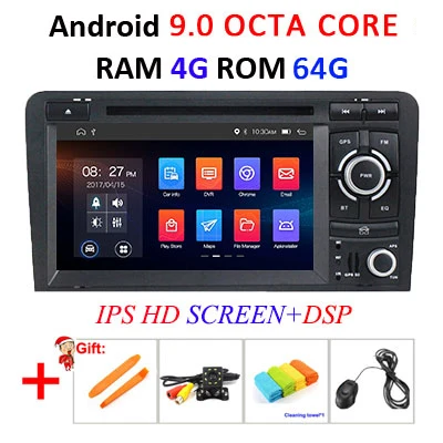 8 ядерный 4G 64G Android 9,0 2 Din автомобильный DVD gps для Audi A3 8P S3 RS3 Sportback 2011 Автомобильный мультимедийный плеер стерео радио wif obd2 dvr - Цвет: 4G 64G IPS DSP