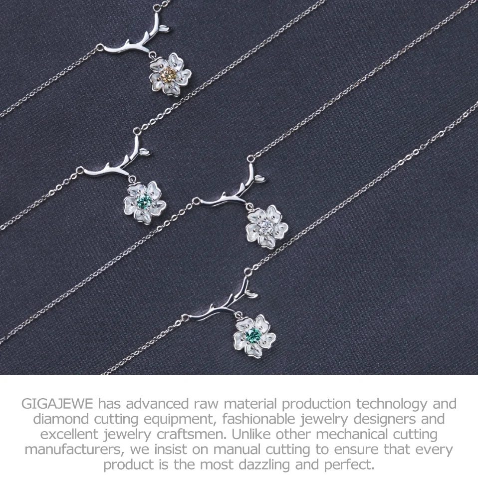 GIGAJEWE 0.3ct 4 мм зеленый круглый 18 К покрытый белым золотом 925 Серебряный Муассанит ожерелье с бриллиантами проверенные ювелирные изделия подарок для женщин и девочек