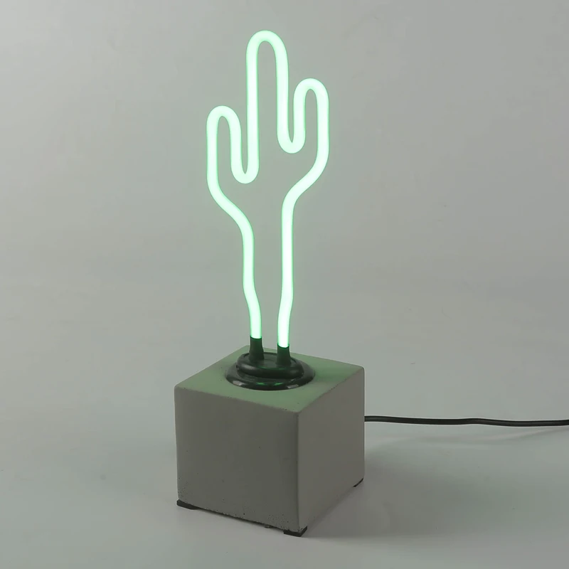 Неоновая стеклянная вывеска в виде кактуса рекламная 3D неоновая лампа