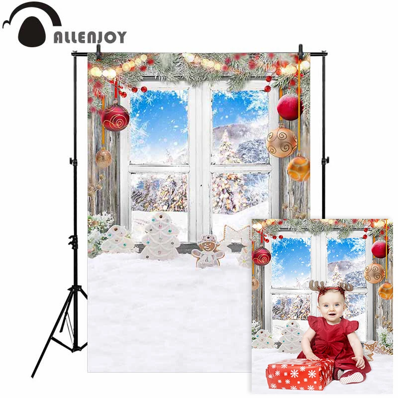 Allenjoy рождественское Окно Фон для фотосъемки Пряничный Снежинка зимний фон