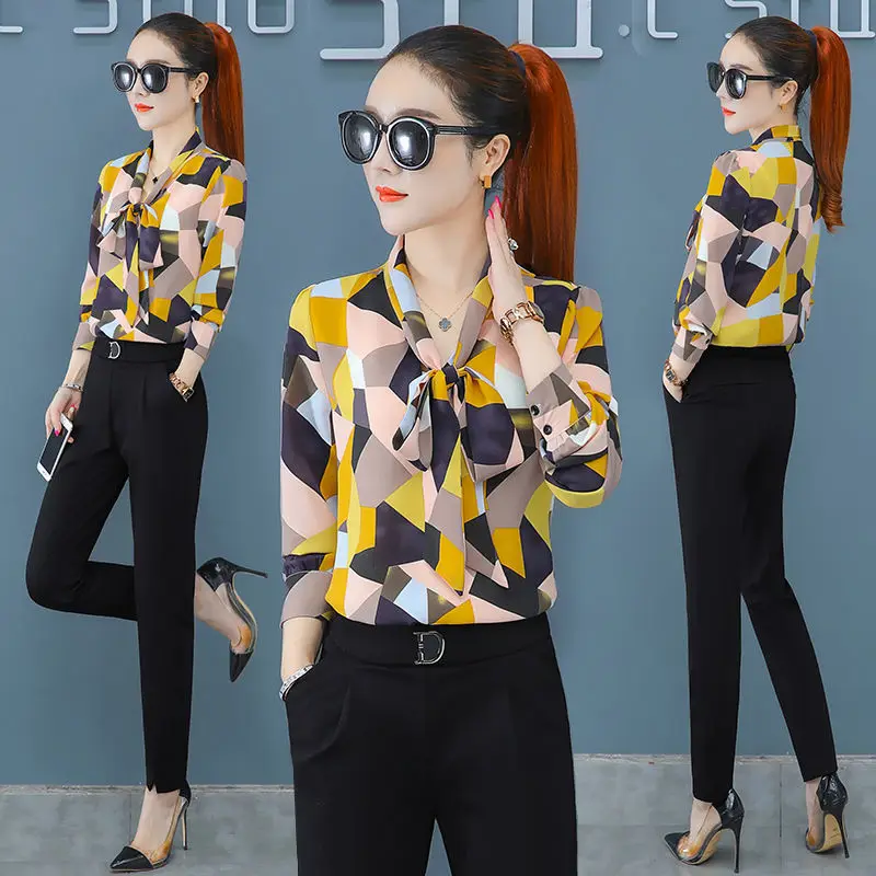 

Korean Style Women Blouse Elegant Fashion Ruffles Blouse Vintage Women Tops Long Sleeve 2021 Spring and Summer Office Lady Top